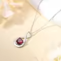 TOUPOP Sterling Silver Garnet Infinity Love Moon Pendant Necklace-0-4