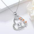 wholesale 925 Sterling Silver Highland Cow with Rose and Heart Pendant Necklace-0-1