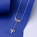 wholesale 925 Sterling Silver Aries Zodiac Sign Lariat Necklace with Ram Symbol Astrology Jewelry for Women-0-3