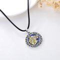 wholesale 925 Sterling Silver Round Abalone Shell Gold Viking Wolf Pendant Necklace-0-1