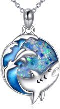 wholesale 925 Sterling Silver Shark Opal Pendant Necklace for Women Oceanic s-0-0
