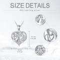 wholesale 925 Sterling Silver Mother and Child Floral Heart Pendant Necklace with Cubic Zirconia Stones for Mom/Wife-0-2