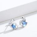 wholesale 925 Sterling Silver Blue Crystal Swan Stud Earrings - Hypoallergenic  for Women-0-1