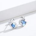 wholesale 925 Sterling Silver Blue Swan Heart Drop Earrings-0-1