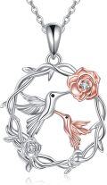 wholesale 925 Sterling Silver Stone Hummingbird Pigeon Pendant Necklace for Women-0-0
