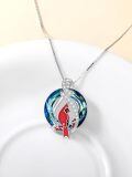 TOUPOP Sterling Silver Crystal Cardinal Necklace Pendant-0-2