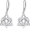 wholesale 925 Sterling Silver Celtic Knot Triangle Drop Earrings for Women -0-0