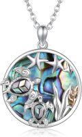 wholesale 925 Sterling Silver Turtle & Coral Pendant with Abalone Shell and Crystals-0-0