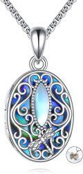 wholesale 925 Sterling Silver Tree of Life Locket Necklace with Dragonfly and Abalone Shell Inlay for Women Wife Girlfriend-0-0