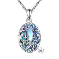 wholesale 925 Sterling Silver Tree of Life Locket Necklace with Dragonfly and Abalone Shell Inlay for Women Wife Girlfriend-Dragonfly Filigree