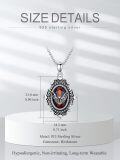 wholesale 925 Sterling Silver Pendant with Red Garnet Gemstone and Bat Design - Gothic Jewelry for Women-0-3