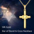wholesale 14K Gold Star of David Cross Pendant Chain Necklaces for Girls and Women Religious  Ideas-0-5