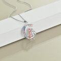 wholesale 925 Sterling Silver Metal Stone Sisters Moon Pendant Necklace  for Sister-in-Law-0-2