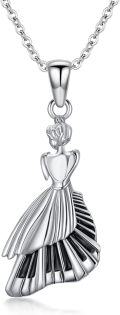 wholesale 925 Sterling Silver Dancing Girl Pendant Necklace with Piano Keys Design for Women and Girls-0-0