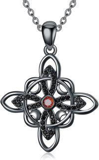 wholesale 925 Sterling Silver Black Onyx Celtic Knot Pendant Necklace Witch's Knot Jewelry for Women Gifts-Moon Phase