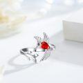 wholesale 925 Sterling Silver Birthstone Hummingbird Leaf Ring Adjustable Jewelry Gift-0-3