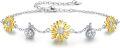 wholesale 925 Sterling Silver Daisy Flower Charm Bracelet & Anklet Set with Cubic Zirconia Gifts for Women-0-0