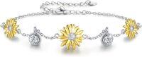 wholesale 925 Sterling Silver Daisy Flower Charm Bracelet & Anklet Set with Cubic Zirconia Gifts for Women-You are my sunshine bracelet