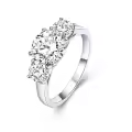 TOUPOP Sterling Silver Moissanite 3 Stone D Color VVS1 Engagement Ring Size 6-9-0-0