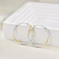 wholesale 925 Sterling Silver Gold Accented Oval Grooved Hoop Earrings for Women-0-2