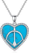 wholesale 925 Sterling Silver Heart-Shaped Turquoise Peace Symbol Pendant Necklace-0-0