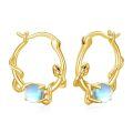 wholesale 925 Sterling Silver Snake Wrap Blue Moonstone Gold Plated Hoop Earrings-0-0