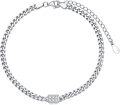 wholesale 925 Sterling Silver Square CZ Charm Chain Link Bracelet for Women 7 Length-0-0