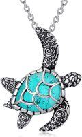 wholesale 925 Sterling Silver Turquoise Turtle Pendant Necklace Ocean Beach Jewelry for Women Her Wife Daughter Birthday Graduation Gift-0-0