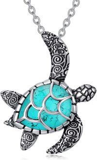 wholesale 925 Sterling Silver Turquoise Turtle Pendant Necklace Ocean Beach Jewelry for Women Her Wife Daughter Birthday Graduation Gift-Turquoise Turtle Necklace