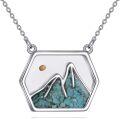wholesale 925 Sterling Silver Turquoise Mountain Hexagon Pendant Necklace for Women-0-0