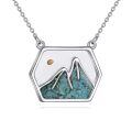 wholesale 925 Sterling Silver Turquoise Mountain Hexagon Pendant Necklace Gold Sun Accent Jewelry-0-0