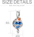 wholesale 925 Sterling Silver Blue Crystal Heart Pendant Necklace for Nana Grandmother-0-4