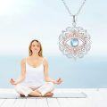 wholesale 925 Sterling Silver Moonstone Evil Eye Lotus Pendant Necklaces for Women and Men Teens s 45cm Chain Length-0-5