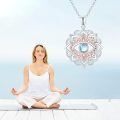 wholesale 925 Sterling Silver Mandala Eye Pendant Necklace Wholesale With Blue Moonstone-0-5