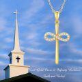 wholesale 14K Gold Infinity Cross CZ Pendant Necklace Religious s for Women-0-1