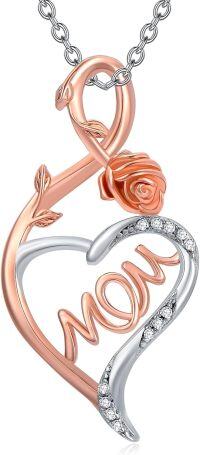 wholesale 925 Sterling Silver Rose Gold Heart Pendant I Love You In 100 Languages - Mothers Day Gifts for Women/Mom/Wife/Nana-A-Mom
