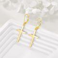 wholesale Gold 925 Sterling Silver Cross Dangle & Drop Earrings with Leverback Hooks for Women-0-3