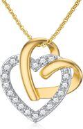 wholesale  14K Gold Two Tone Solid Gold Stone Heart Necklace for Women -0-0