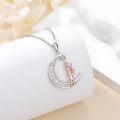 wholesale 925 Sterling Silver Crescent Moon & Star with Saxophone Charm Necklace for Women-0-1