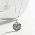 wholesale 925 Sterling Silver Virgin Mary Medal Necklace for Women Girls Catholic  47cm Chain Length-0-1