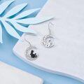 wholesale 925 Sterling Silver Black Cat Crescent Moon Drop Earrings Gothic Gifts for Her-0-2