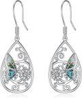 wholesale 925 Sterling Silver 925 Teardrop Abalone Shell Butterfly Flower Dangle Earrings-0-0