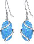 wholesale 925 Sterling Silver Blue Opal Drop Dangle Earrings for Women, Hypoallergenic-0-0