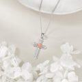 wholesale 925 Sterling Silver Rose Gold Plated Cross Pendant Necklace for Women - Religious s-0-4