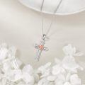 wholesale 925 Sterling Silver Rose Cross Pendant Necklace-0-4