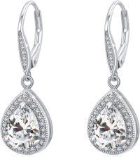 wholesale 925 Sterling Silver 12 Birthstone Trendy Dangle Earrings for Women Teens-06-April-Created Dimond