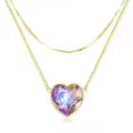 TOUPOP Gold Plated S925 Sterling Silver Crystal Layered Heart Necklace-0-0