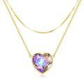 TOUPOP Gold Plated S925 Sterling Silver Crystal Layered Heart Necklace-0-0