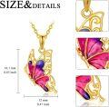 wholesale 14K Gold Purple & Pink Enamel Butterfly Pendant Necklace for Women-0-4