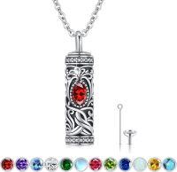 wholesale Sterling Silver Urn Necklace Cremation Ashes Pendant Memorial Jewelry for Women Men Girls Boys-Tree of life-A-January-Garnet